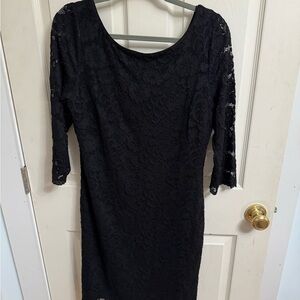 White House Black Market Black Sheath Dress 3/4 Sleeve Scoop Neck